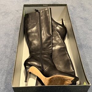 Via Spiga Black Leather Heeled Boots